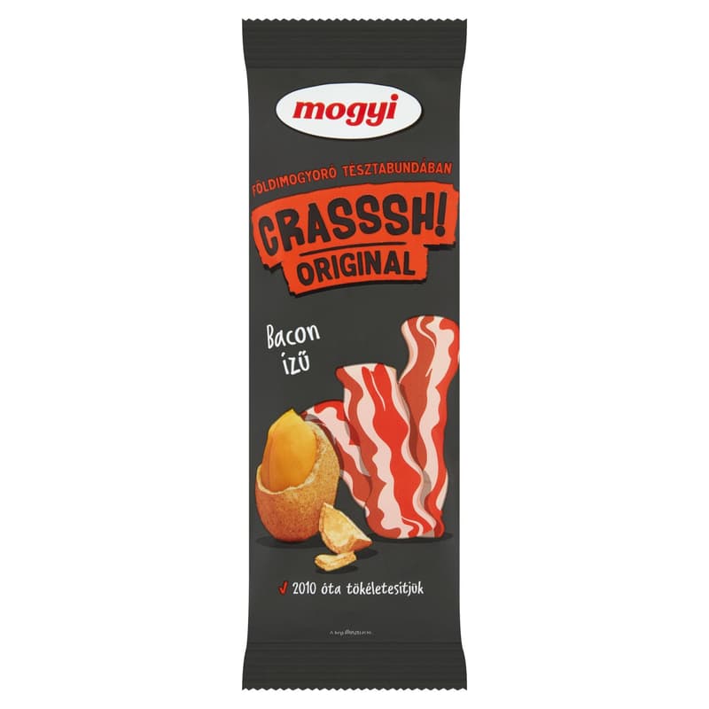 Mogyi Crasssh! peanuts roasted in bacon flavored pasta batter