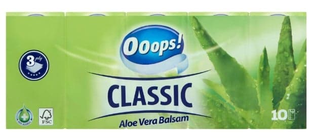 Ooops! Classic Aloe Vera Balsam papír zsebkendő 3 rétegű