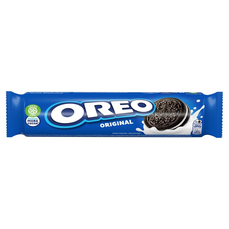 Cocoa biscuits filled with Oreo Original vanilla flavored filling