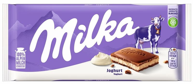 Milka alpine milk chocolate with yogurt cream filling