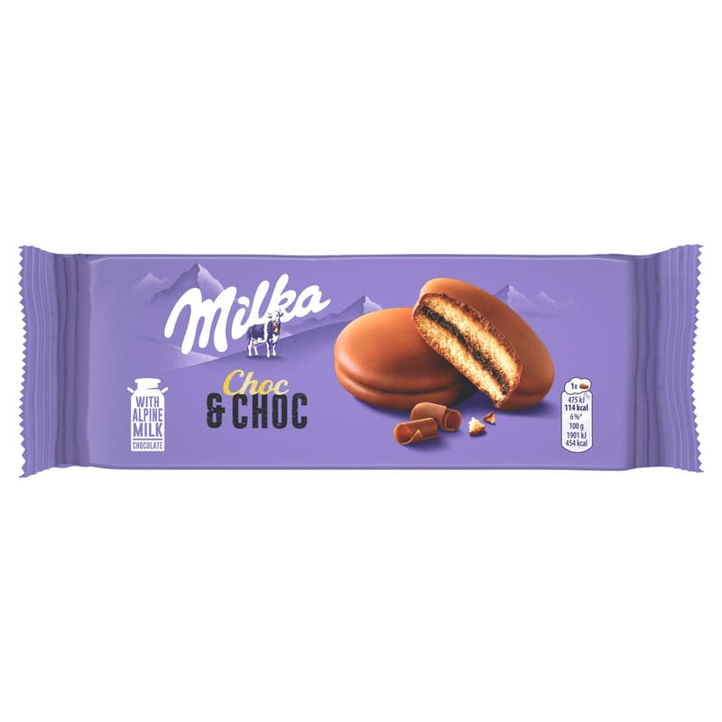 Milka Choc & Choc alpesi tejcsokoládéval mártott puha piskóta kakaós töltelékkel