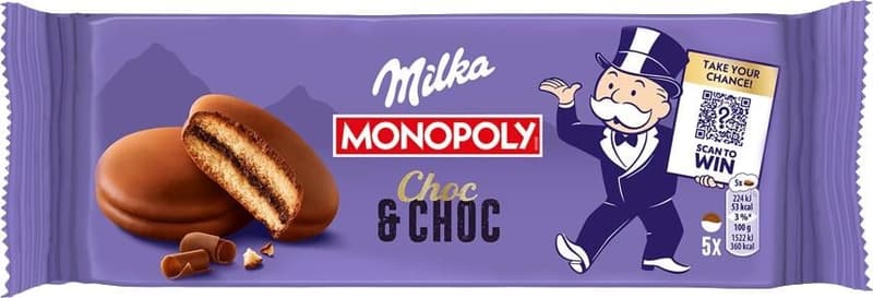 Milka Choc & Choc alpesi tejcsokoládéval mártott puha piskóta kakaós töltelékkel