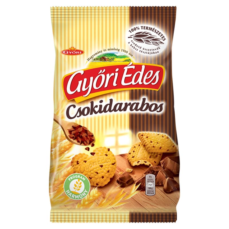 Győri Édes omlós, mézes keksz csokoládédarabokkal