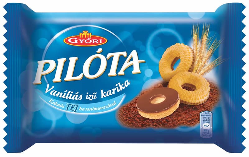 Győr Pilot with vanilla flavored hoop with cocoa milk coating mass