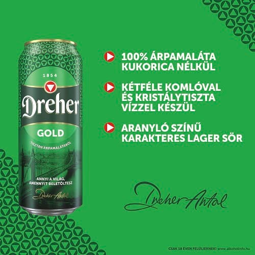 Dreher Gold quality light beer 5%