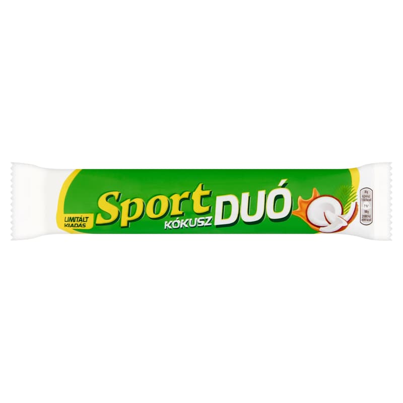 Sport Duo slices dipped in milk chocolate with coconut and caramel filling