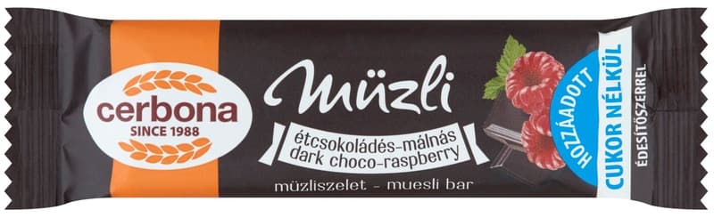 Cerbona Étcsokis-málnás müzliszelet kakaós bevonattal