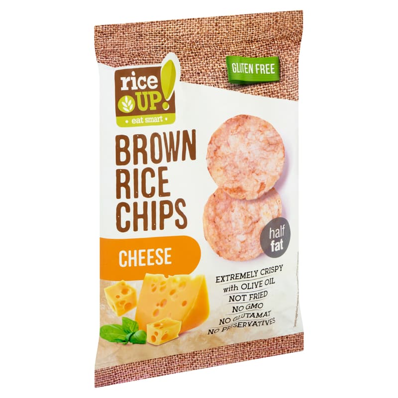 RiceUp! Eat Smart teljes kiőrlésű barna rizs chips sajtos ízesítéssel
