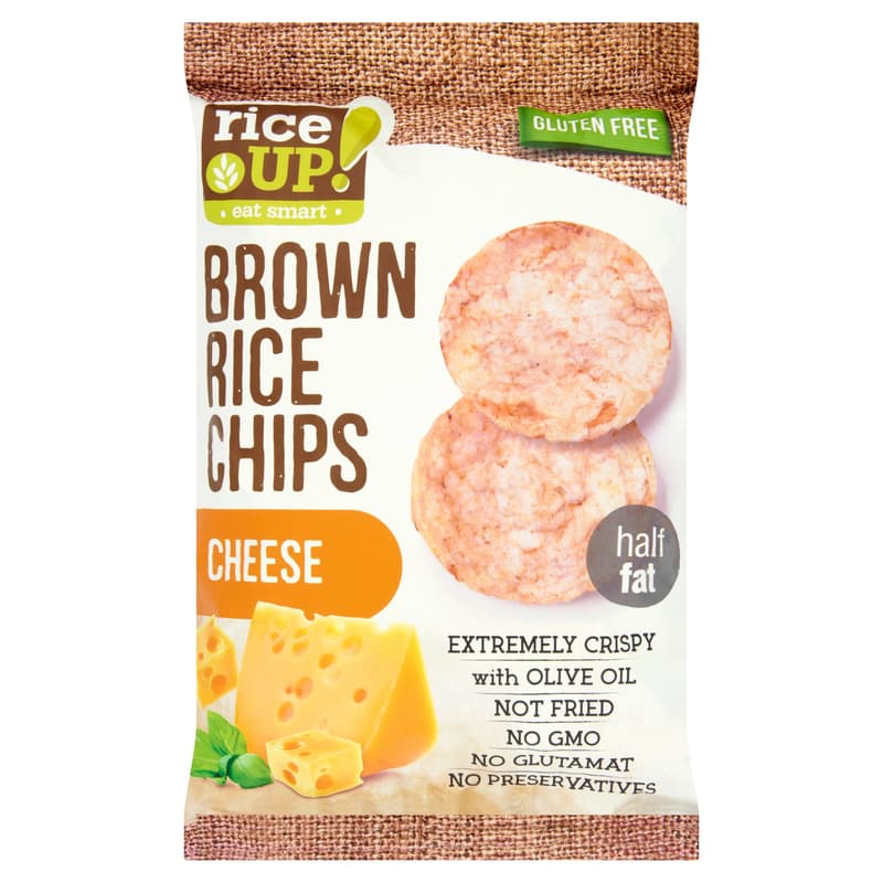 RiceUp! Eat Smart teljes kiőrlésű barna rizs chips sajtos ízesítéssel