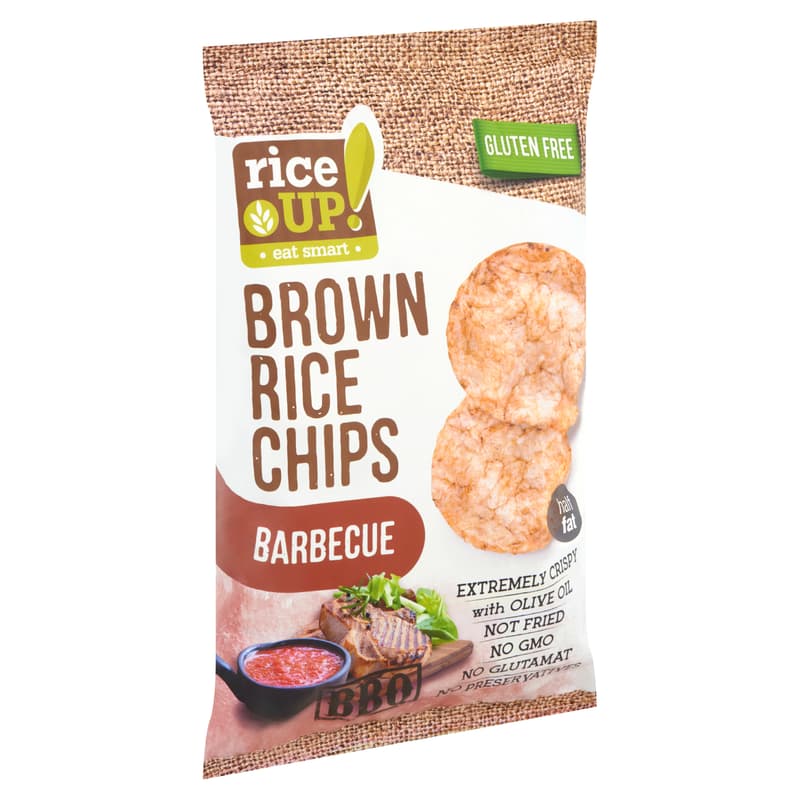 RiceUp! Eat Smart teljes kiőrlésű barna rizs chips barbecue ízesítéssel
