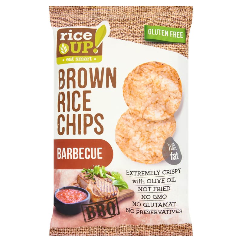 RiceUp! Eat Smart teljes kiőrlésű barna rizs chips barbecue ízesítéssel