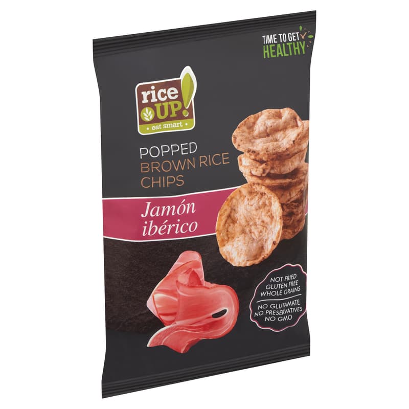 RiceUp! Eat Smart teljes kiőrlésű barna rizs chips ibériai sonka ízesítéssel