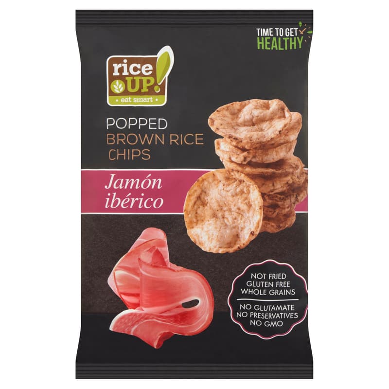 RiceUp! Eat Smart teljes kiőrlésű barna rizs chips ibériai sonka ízesítéssel