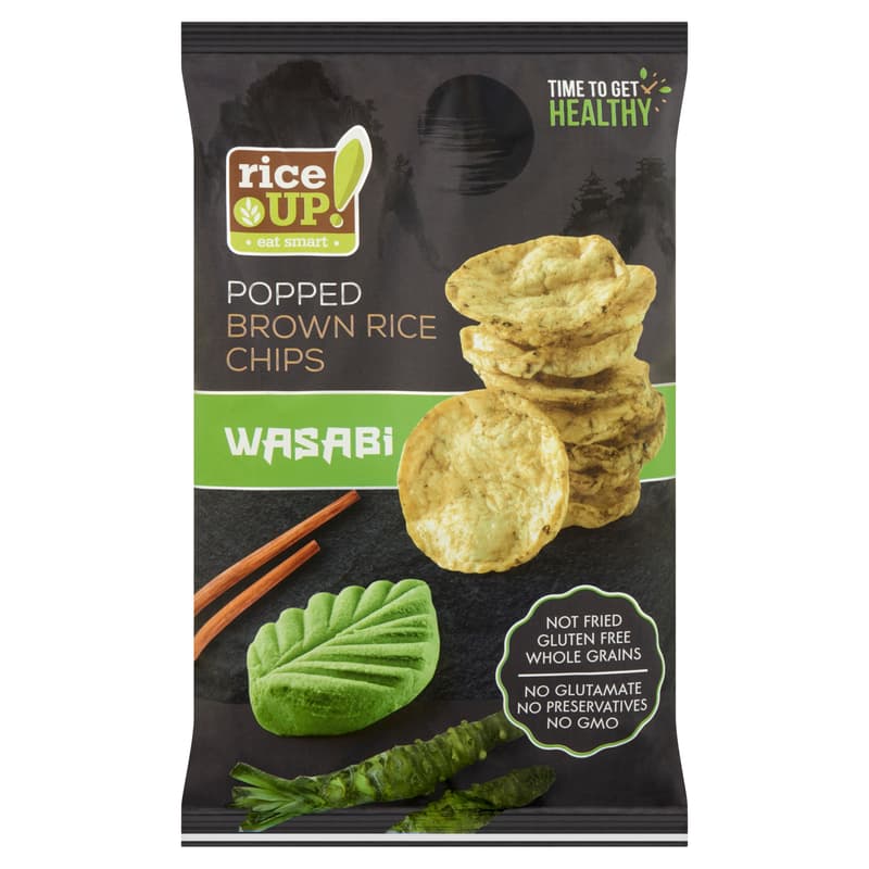 RiceUp! Eat Smart wholemeal brown rice chips with wasabi flavor