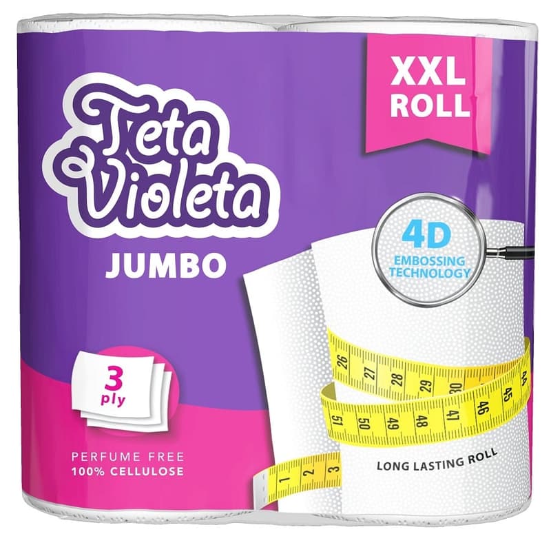VIOLETA háztartási papírtörlő JUMBO XXL prémium, 3 réteg/2 tekercs