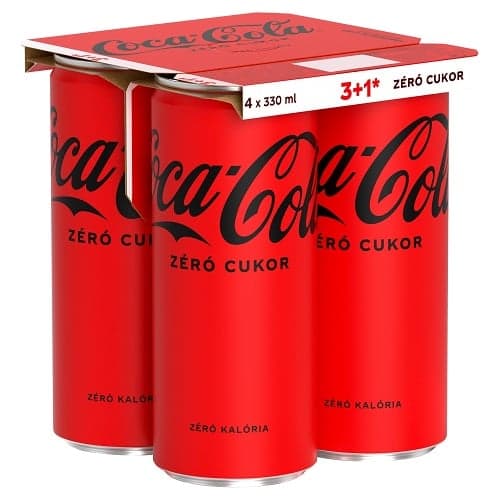 Coca-Cola Zero colaízű energiamentes szénsavas üdítőital édesítőszerekkel 4 x 330 ml