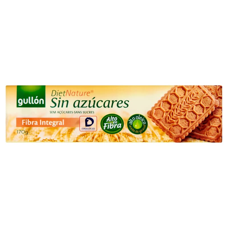 Gullon DietNature élelmi rostban gazdag cukormentes keksz, édesítőszerrel