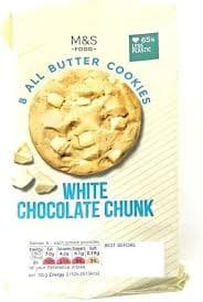 Marks & Spencer butter biscuits with Belgian white chocolate pieces