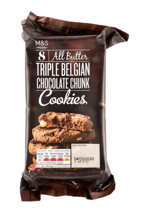 Marks & Spencer butter biscuits with Belgian food, milk & white chocolate pieces