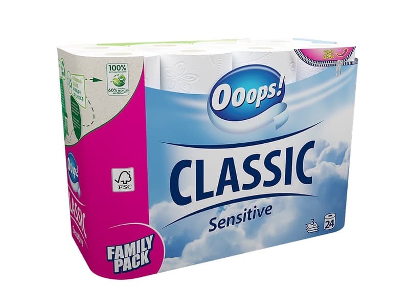 Ooops! Classic Sensitive 3 rétegű toalettpapír 24 tekercs