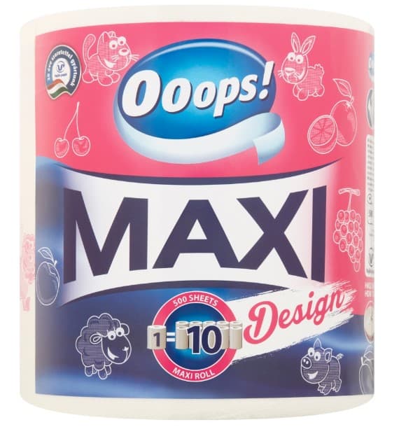 Ooops! Maxi Design háztartási papírtörlő 2 rétegű 1 tekercs