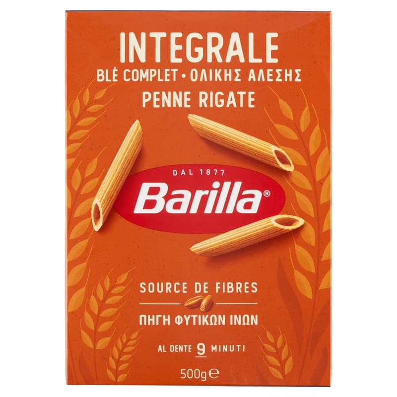 Barilla Integrale Pennette Rigate teljes kiőrlésű apró durum száraztészta