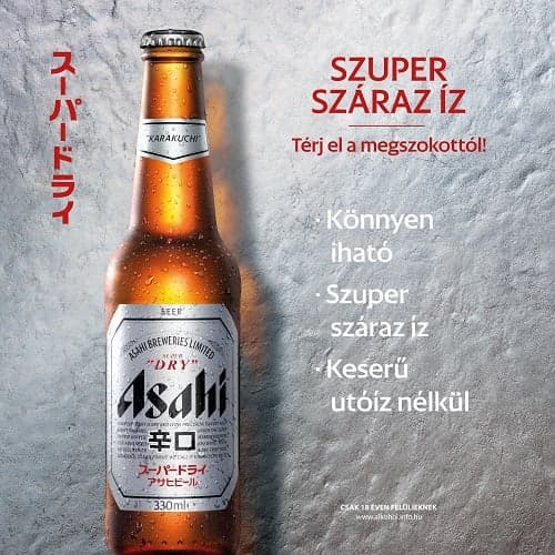Asahi Super Dry pasztőrözetlen minőségi világos sör 5%