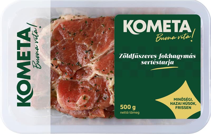 Kométa GyorsVacsora Zöldfűszeres-fokhagymás pácolt tarja csont nélkül, szeletelt