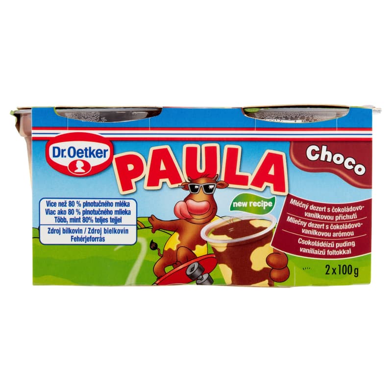 Dr. Oetker Paula chocolate flavored pudding with vanilla flavored stains
