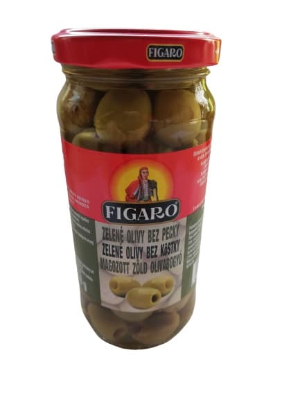 Figaro green olives seeded in glass