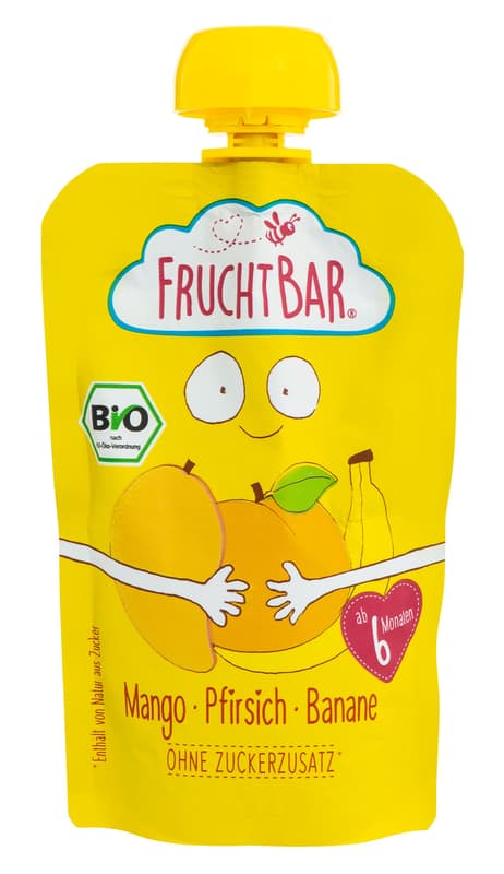 Fruchtbar BIO Mangó-Őszibarack-Banán 6 hónapos kortól