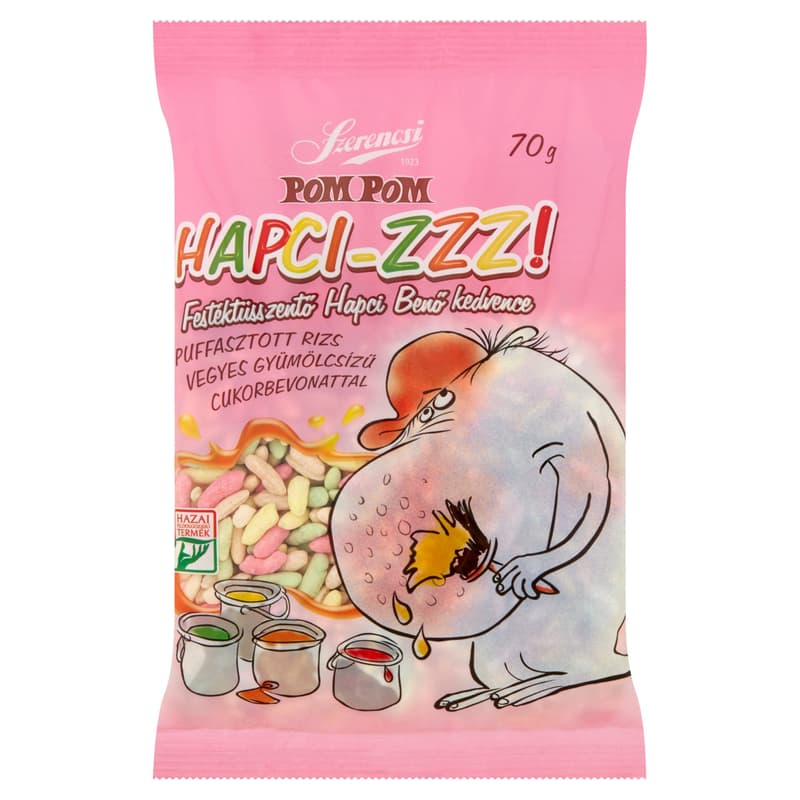 Szerencsi - Pom Pom Hapcizz Puffasztott rizs vegyes gyümölcsízű cukorbevonattal