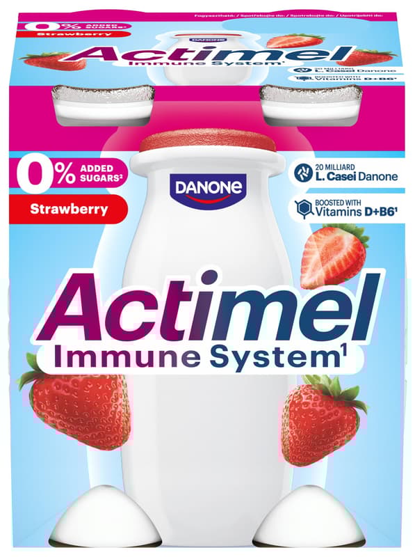 Actimel Strawberry Flavoured Yoghurt Drink with 0% Added Sugar (4x100 ml)