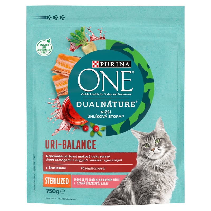 Purina One DUAL NATURE Steril Lazaccal és áfonyával száraz macskaeledel