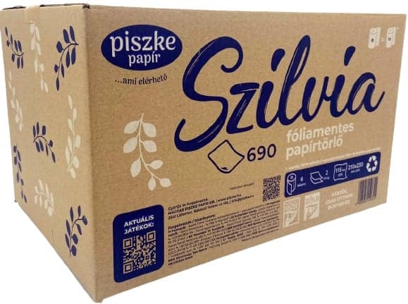 Szilvia 690 dobozos 2 rétegű kéztörlő 6 tekercs