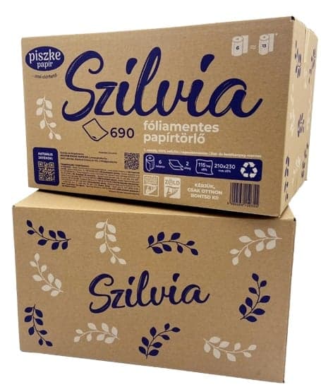 Szilvia 690 dobozos 2 rétegű kéztörlő 6 tekercs