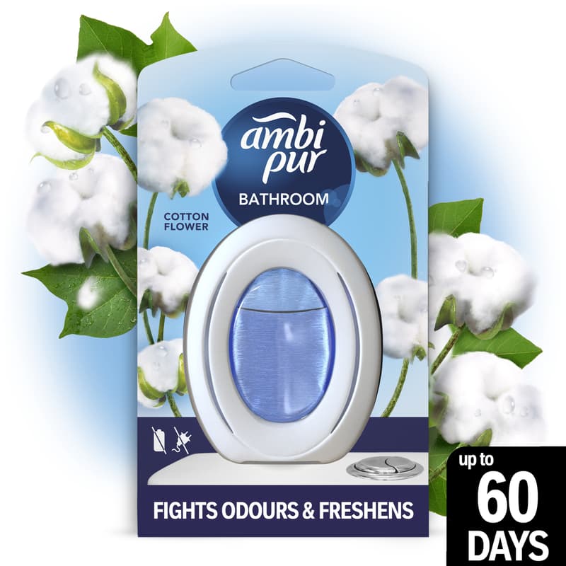 Ambi Pur Bathroom Air Freshener - Continuous Odor Neutralization and Odor Prevention Cotton Flower 1x