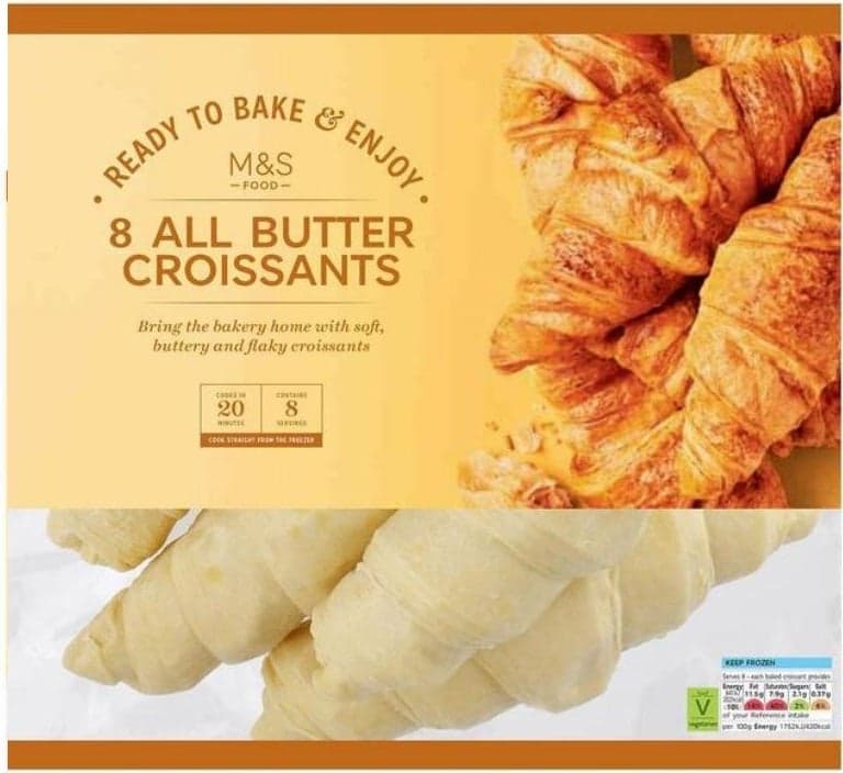 Marks & Spencer 8 French puff pastry croissants for baking