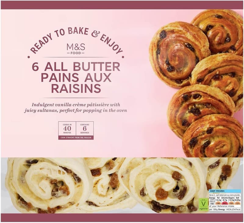 Marks & Spencer Ready to bake 6 buttered pasta snails with raisins