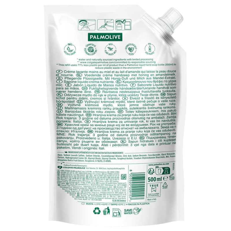 Palmolive liquid soap refill with milk and honey