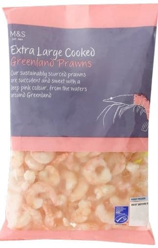 Marks & Spencer Extra large cooked Greenl& prawns, peeled