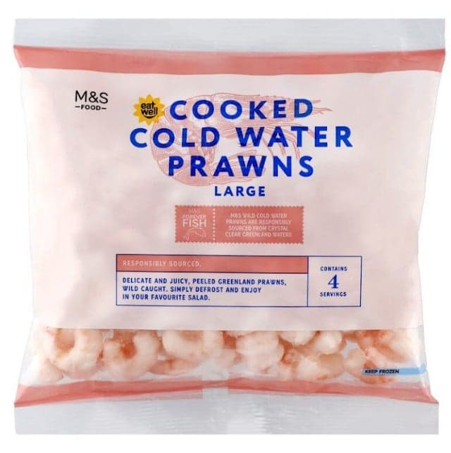 Marks & Spencer Extra large cooked Greenl& prawns, peeled