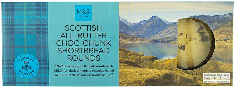 Marks & Spencer Csupavajas skót omlós teasütemény ​étcsokoládédarabkákkal