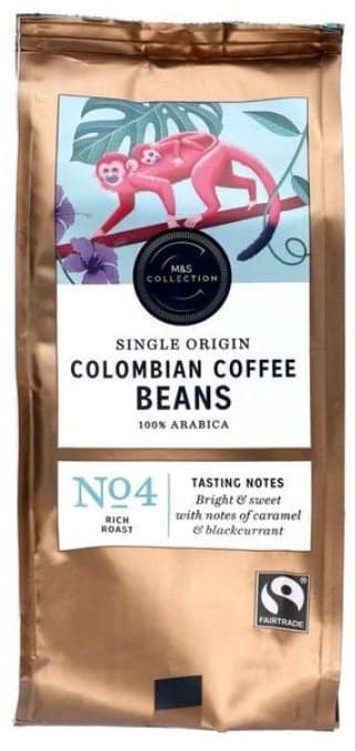 Marks & Spencer Medium Roasted Colombian Coffee Beans (100% Arabica) in Protective Packaging