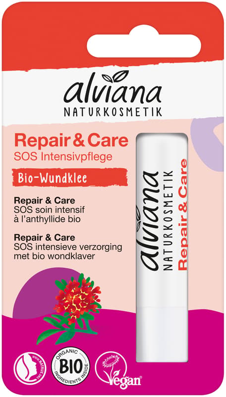 alviana BIO Repair & Care SOS intensive lip balm, common kidneyvetch 