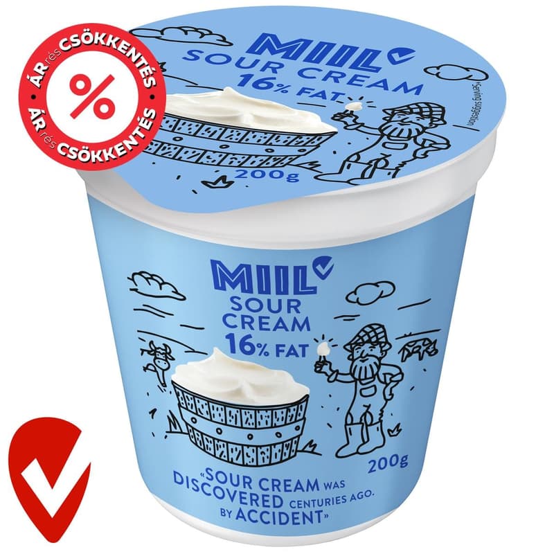 Miil félzsíros savanyú tejszín 16% zsírtartalommal