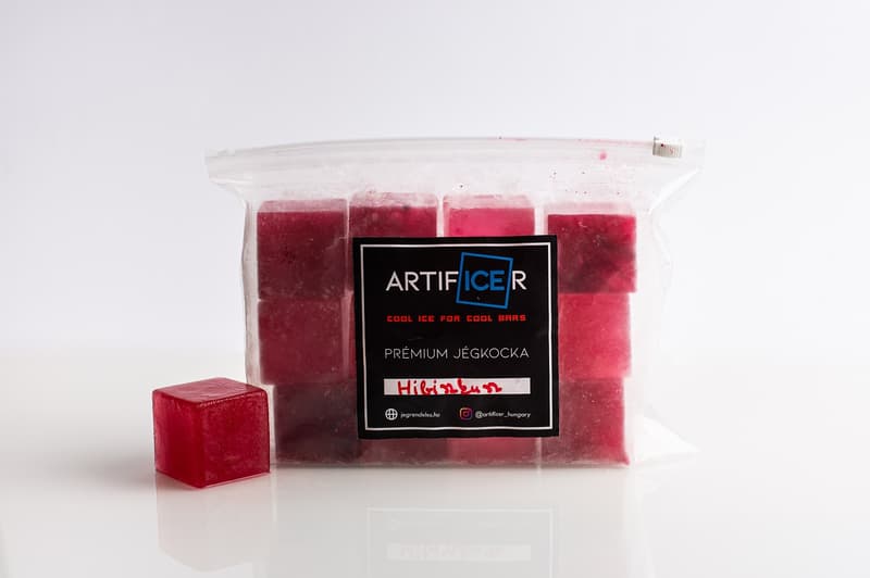 Artificer Kézműves jég, szárított hibiszkusz virággal színezett, piros színű 12db-os kiszerelés