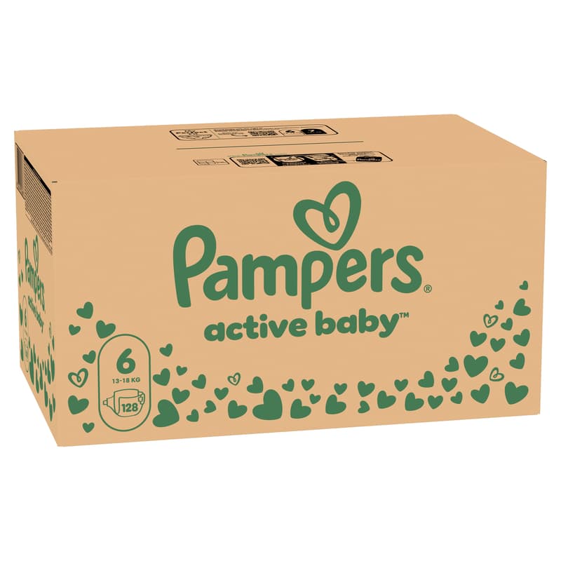 Pampers Active Baby Pelenka, Havi Pelenkacsomag, Méret: 6 (13-18 kg) 128 db