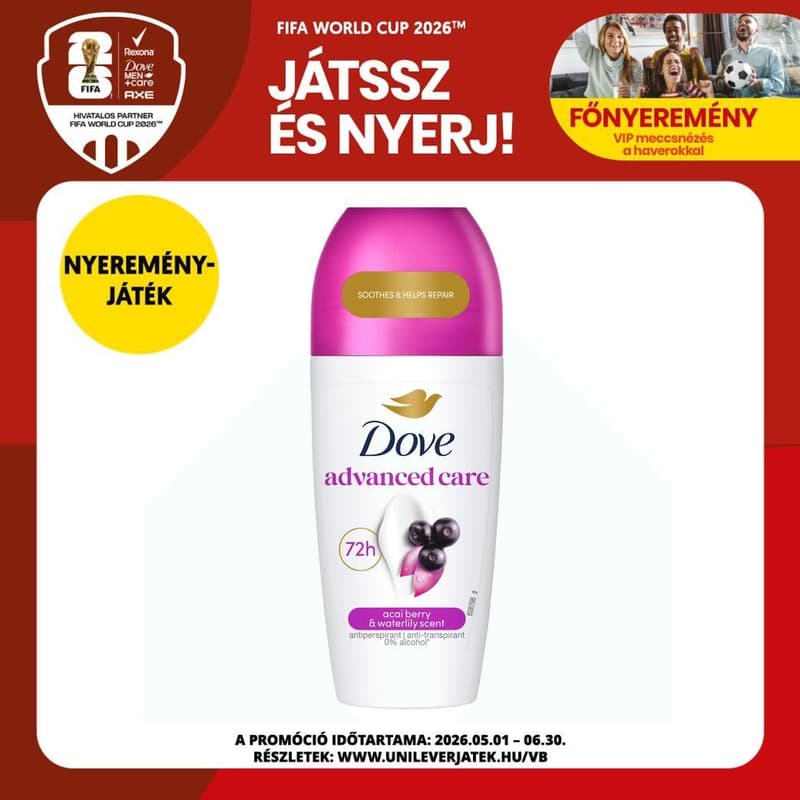 Dove Advanced Care Go Fresh Acai bogyó és Vízililiom illatú női golyós izzadásgátló, 50 ml