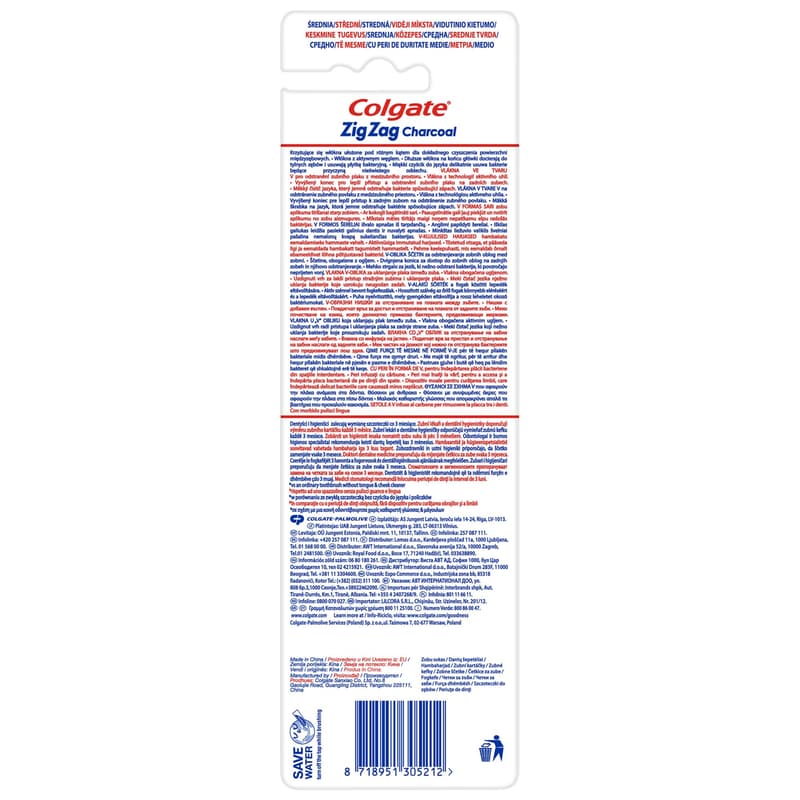 Colgate ZigZag Charcoal közepes fogkefe